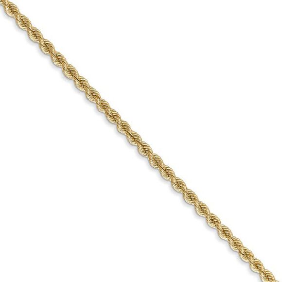 14k Yellow Gold 2.25mm Handmade Solid Rope Chain Necklace 18 Inch